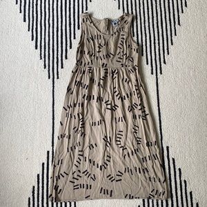 Dusen Dusen Geometric Black Tan Sleeveless Tank Dress sz 4